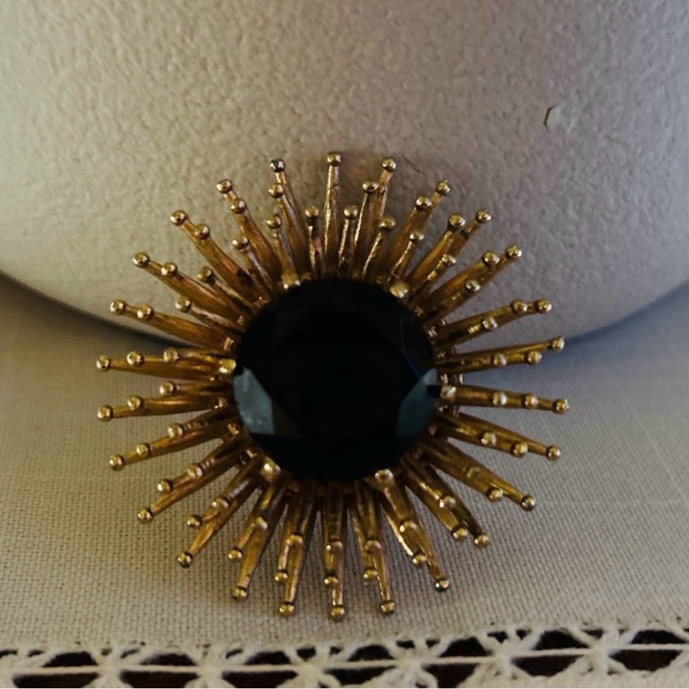 Smokey Quartz and Gold Vintage Brooch